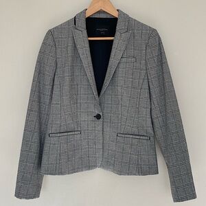 FINAL SALE!! Banana Republic Women Suit Jacket Gray Lean-fit Plaid Blazer Size 6